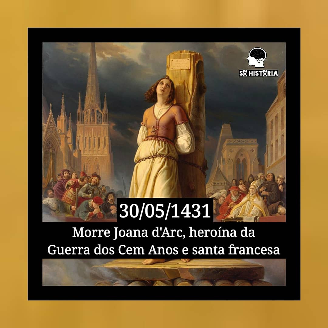 canalsohistoria's tweet photo. #hojenahistoria 30 de Maio na História Geral ⏳
No dia 30 de maio de 1431, Joana d'Arc morria na cidade francesa de Ruão. Ela foi queimada na fogueira aos 19 anos, acusada de bruxaria. 

Leia mais em: https://t.co/fMoTJbIFZZ

#historia #history #historiadobrasil #historiageral https://t.co/D4Uk8vJCYz