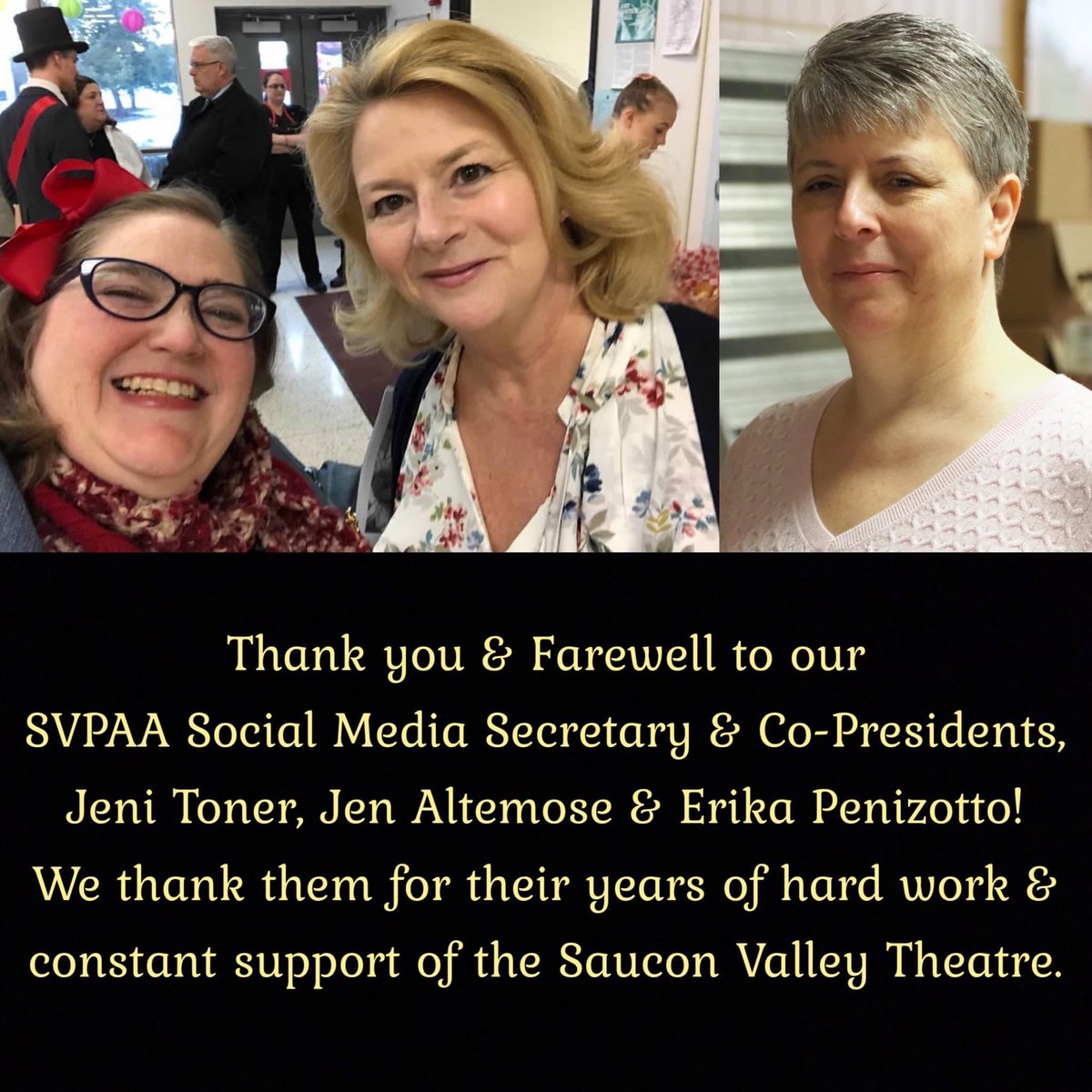 Thank you to all our volunteers, Mr. Miller, Mrs. Mertz (Tass), Mr. Marini, Mr. Mertz, SVHS theatre students & the SVPAA executive board! @saucontheatre @SauconValleyHS @SauconValleyMS @SauconValleyES