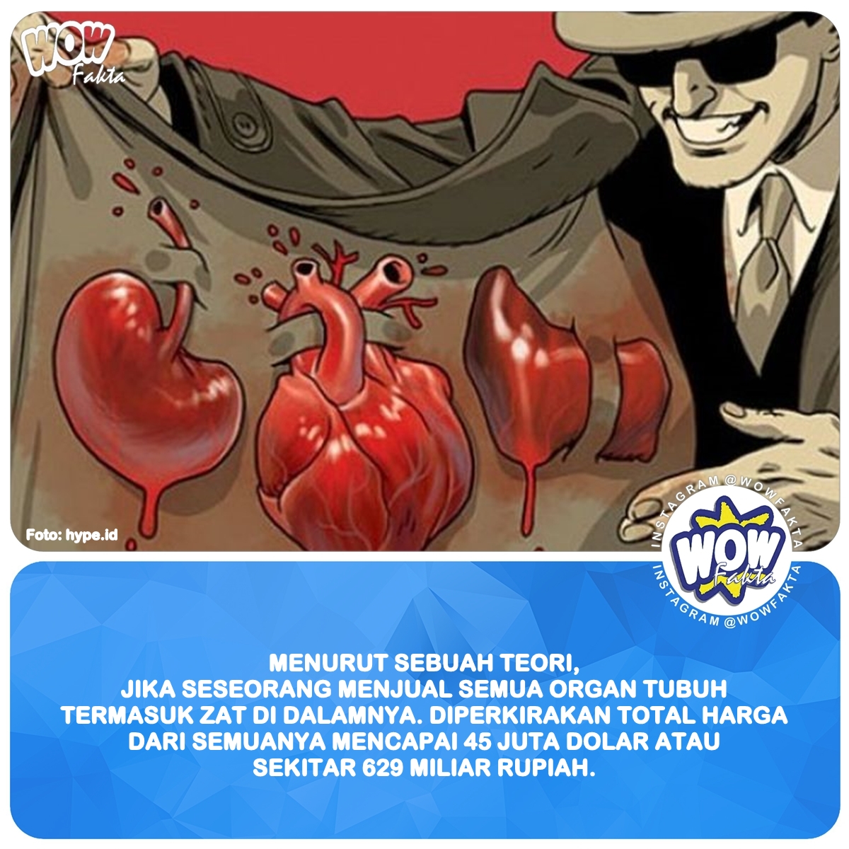 kontenwow's tweet photo. Menurut sebuah teori, jika seseorang menjual semua #organtubuh termasuk zat di dalamnya. Diperkirakan total harga dari semuanya mencapai 45 juta dolar atau sekitar 629 miliar rupiah. https://t.co/oXSgKsxB4Y
