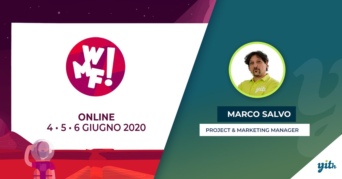 YITHEMES's tweet photo. Partecipi anche tu al Web Marketing Festival online? Ci si vede la prossima settimana allora! Nell'area Expo interattiva fra gli sponsor troverai il nostro Marco Salvo @seopalermo #wmf2020 #wemakefuture #yithevents https://t.co/BAc7oeieyb