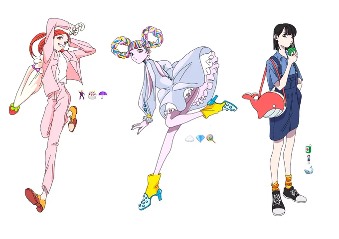 #リプきた3つの絵文字でキャラデザする

お題ありがとうございました〜〜!あと一枚描くけどめっちゃ楽しい 