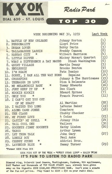 RadioRewinder's tweet image. #KXOK #StLouisRadio May 30 1959