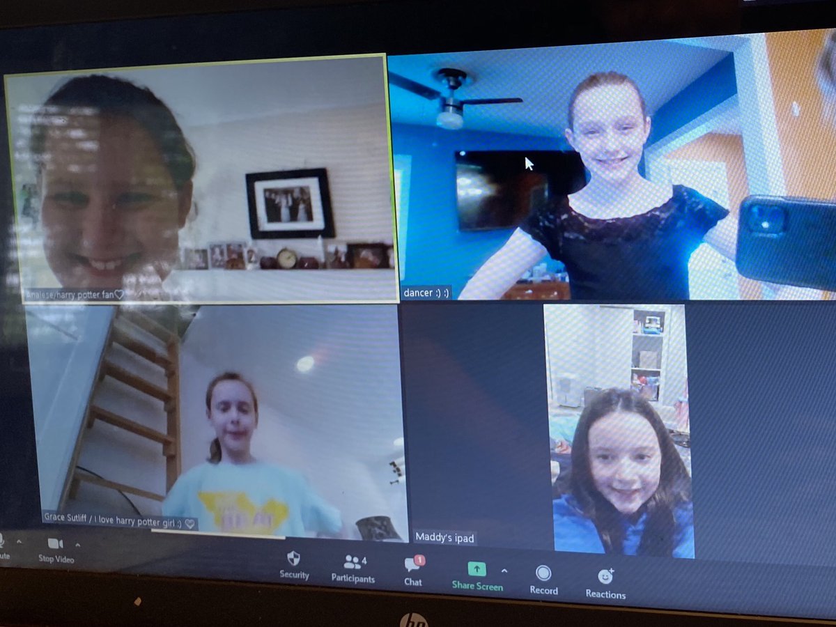 LeggzLtd's tweet image. Saturday smiles!
Another zoom dance party for the kids at Leggz.  Forever friends are made at Leggz and this shows how much our dancers miss each other.
This is Olivia, Annaliese, Grace and Maddie having a fun dance day!
Great job girls!
#wedanceatleggz 
#quarantineanddance