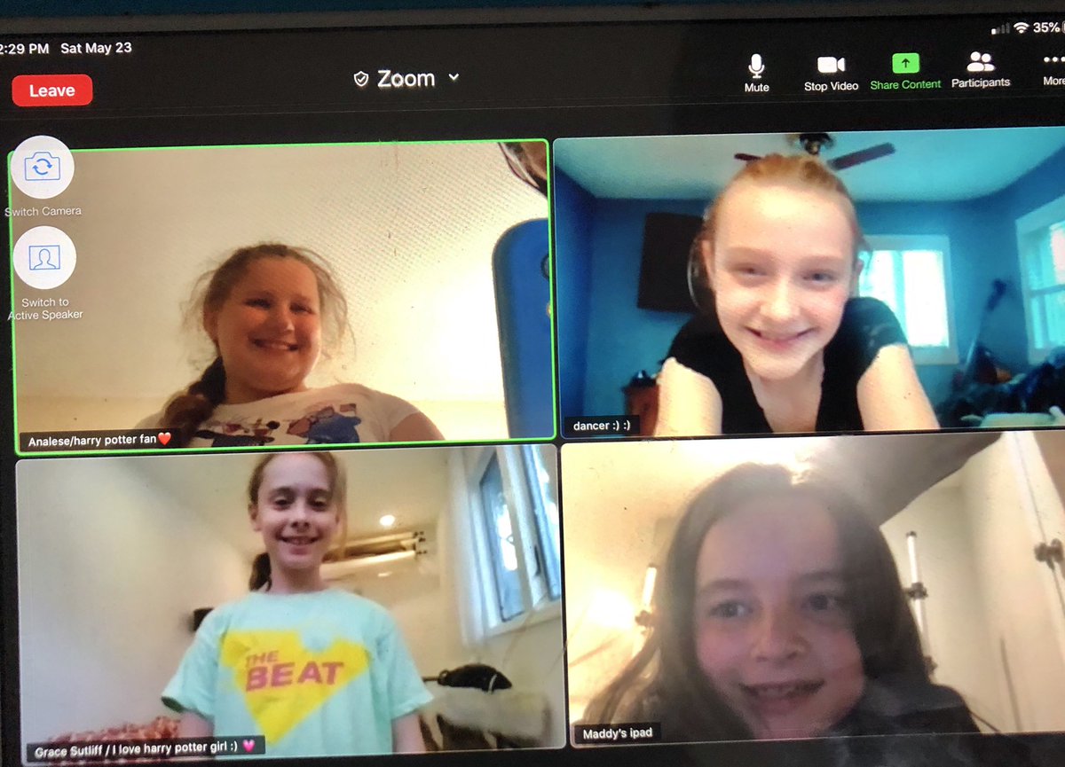 LeggzLtd's tweet image. Saturday smiles!
Another zoom dance party for the kids at Leggz.  Forever friends are made at Leggz and this shows how much our dancers miss each other.
This is Olivia, Annaliese, Grace and Maddie having a fun dance day!
Great job girls!
#wedanceatleggz 
#quarantineanddance
