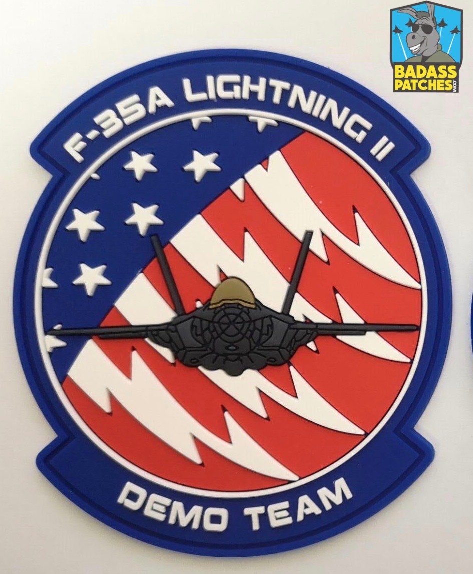 BadassPatches's tweet photo. New F-35 Demo Team Badass Patches! We are ready to get back to the air shows. #F35demo #JSF #badasspatches #F35 #pvcpatches https://t.co/BcHMC3vW35
