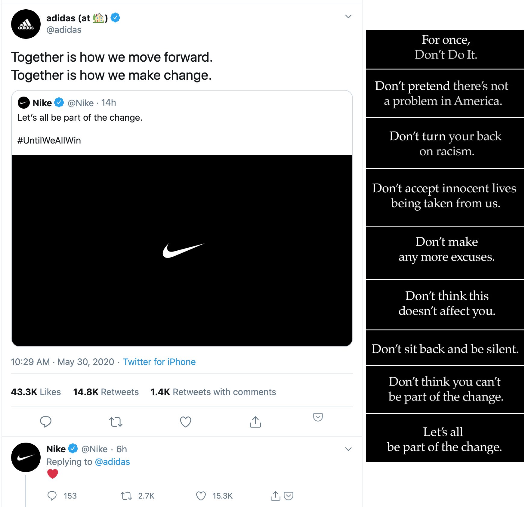Karthik 🇮🇳 on Twitter: "This is a pretty groundbreaking of solidarity, from the second-largest sportswear manufacturer in the towards the message by the first! (the video by Nike showcases