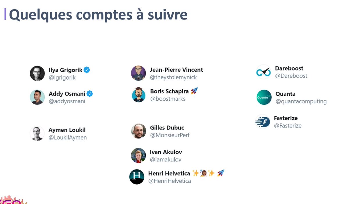 En live de #SEOGoodVibes <a href="/razbithume/">Razbithume</a> conseille ces twittos concernant la #WebPerf : <a href="/igrigorik/">Ilya Grigorik</a> <a href="/addyosmani/">Addy Osmani</a> <a href="/LoukilAymen/">Aymen Loukil</a> <a href="/theystolemynick/">Jean-Pierre Vincent</a> @boostmarks @MonsieurPerf <a href="/iamakulov/">Ivan Akulov</a> <a href="/HenriHelvetica/">Henri Helvetica 🇭🇹 👨🏾‍🚀 🚀</a> <a href="/Dareboost/">Dareboost (now Contentsquare)</a> @quantacomputing <a href="/Fasterize/">Fasterize</a>