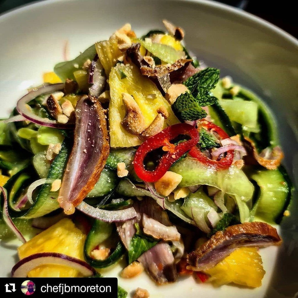 JBMoreton's tweet photo. #Repost @chefjbmoreton (@get_repost)
・・・
Cured and smoked duck breast; Thai style cucumber and pineapple salad @chefvicci @hidehouseglos #isolationcreation #isolationcuring #curingandsmoking #curing #furloughedcheflife #instachef #instafood #yummy #s… https://t.co/5Z91rSN9Ho https://t.co/9bwYf3ALuj
