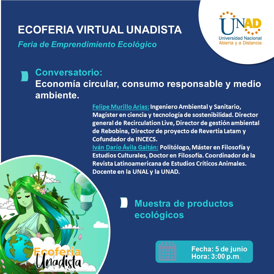 UniversidadUNAD's tweet photo. #UNADComprometida l Recuerda que aún estás a tiempo de participar en nuestra Ecoferia Virtual Unadista✔️🌳
*Tienes hasta el 5 de junio para inscribirte.
Conoce cómo participar👉https://t.co/BvFkChVKCw https://t.co/b9xtejXnM5