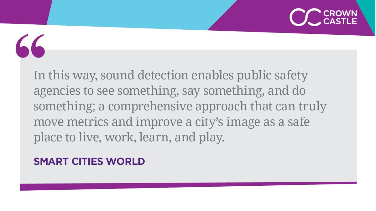 CrownCastle's tweet photo. #SmartCities can bring many benefits to communities across the country. Learn how adding audio as a security tool can enhance public safety. https://t.co/UiYp8a6VFw https://t.co/59BFmpT7lN