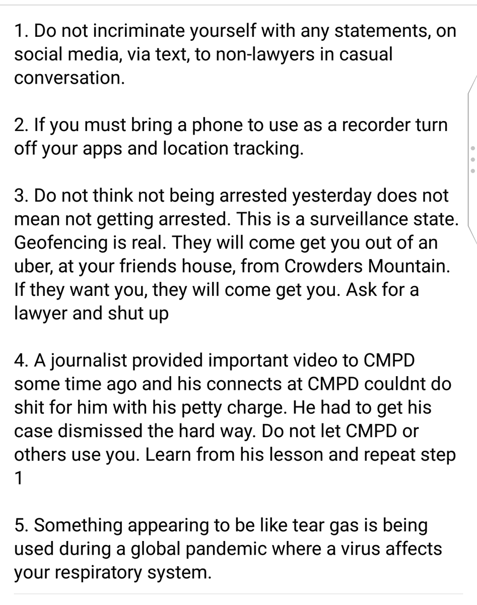 AttyCamm's tweet photo. Some ground rules for this weekend if you want to protest. #cltprotests #JusticeForGeorgeFloyd https://t.co/5vhnZwiyd4