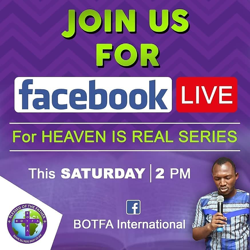 EliasSeshie's tweet image. Join me now as I go live on our Facebook platform (BOTFA International) as I preach the Gospel of Jesus-Christ.

#HEAVENISREAL
#BOTFA