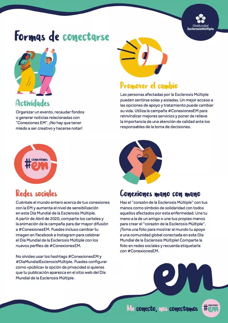 Hoy 30 de Mayo, "Día Mundial de la EM". Que nadie tenga que enfrentarse en soledad a la #EsclerosisMúltiple

Encuentra tus #ConexionesEM 

#diamundialdelaesclerosismultiple #esclerosismultiple #esclerosis #EMcasa #soledad #aislamiento #MSConnections #worldMSDay <a href="/WorldMSDay/">World MS Day</a>