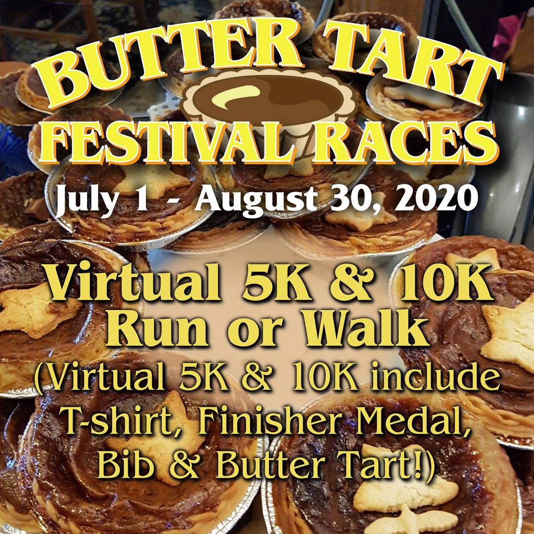 RunningRoomLdn's tweet photo. Butter Tart Festival Virtual Races. May be run any time between July 1 and August 30. Your race entry includes a T-shirt, Medal, Race Bib, and a Butter Tart! ...Best of all, everything is sent directly to you! Register at: https://t.co/hLJjA4k9Tz
#RunLondonRR #RunWithRR #LdnOnt https://t.co/4HC0fwfuOa