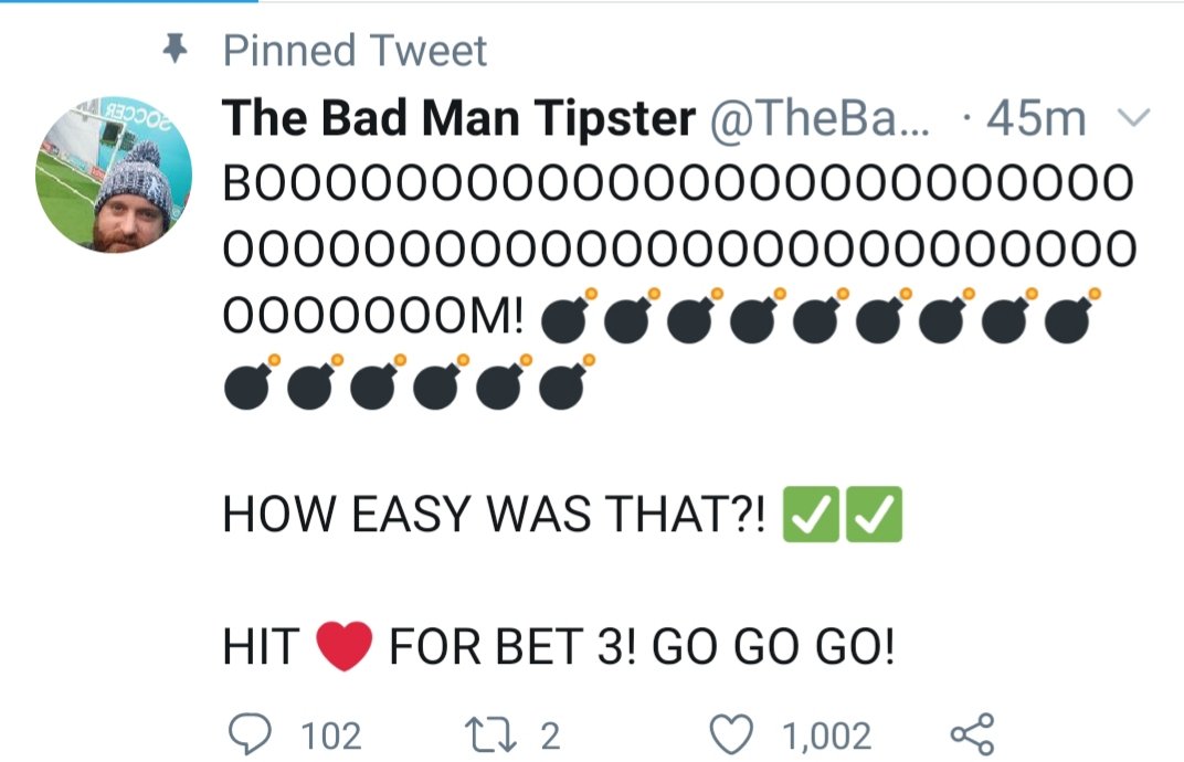 TipsterBad's tweet photo. Booooooooooooooooooooooooooooooooom I've done it again. I've back a winner at odds 1.29 and won £8 but lost my accie earlier so I'm still down for the day. Actually I'm not down, just those stupid enough to follow my tips. I still get my commission from Betfair. #badbetty #accie https://t.co/eicEGFpgPX
