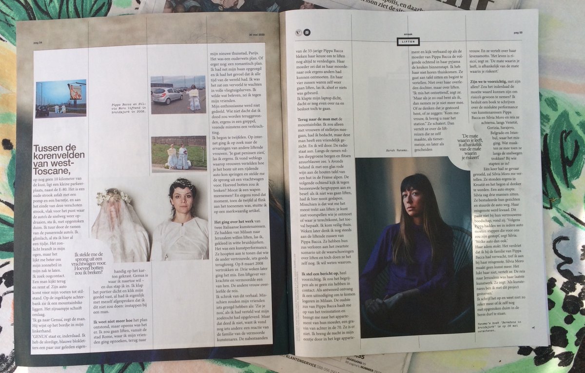 Vandaag vertel ik in het magazine van <a href="/volkskrant/">de Volkskrant</a> wat er gebeurde toen ik zelf liftend langs de weg ging staan en waarom ik een boek schreef over de mislukte liftreis van Pippa Bacca en Silvia Moro volkskrant.nl/ts-b19154dd <a href="/Querido_nl/">Uitgeverij Querido</a>