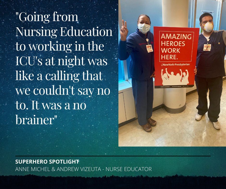 Superhero Spotlight: Anne Michel and Andrew Vizueta amazing nurses from our @NYPQueens Nursing Education team who fought on the frontlines. Thank you!
