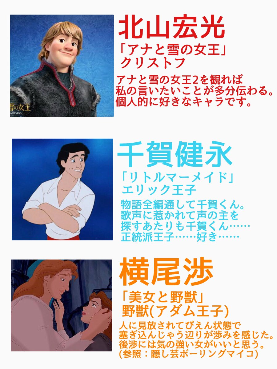 おみ Kis My Ft2さんにディズニープリンスを当てはめてみました 個人の見解です おみ Kis My Ft2さんにディズニープリンスを当てはめてみました 個人の見解です