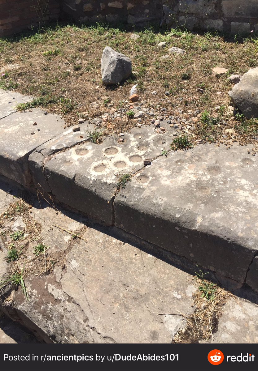 BoardExplored's tweet photo. On the steps of the Basilica Julia in the #Roman Forum at least three different types of #boardgame are still visible, etched in the stone:
Latrunculi (the game of brigands
Mola (mill)
Par Impar (odd even) https://t.co/7apONryZ5D
