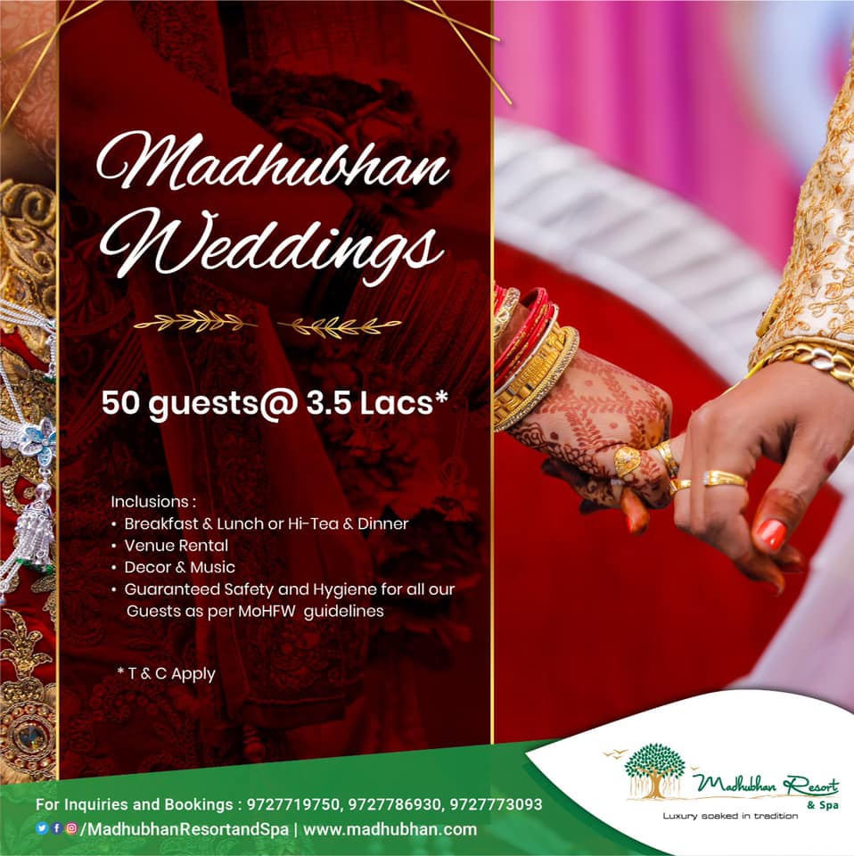 madhubhanresort's tweet photo. We have come up with a special Wedding Package curated keeping in mind the utmost safety and precautions for our guests!
#wedding #weddingpackage #postcovid #safety #hygiene #tobewed #wedding2020 #weddingbells #wedmegood #dreams #love #madhubhanweddings #madhubhanresortandspa https://t.co/KjN3FH4i8z