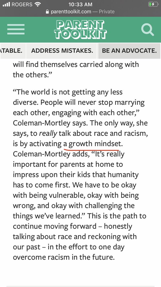I’m especially interested in the mention of growth mindset. In other words, we all have to be ok with acknowledging our own failures because yes, we can each improve. Teach that to your privileged child. On race and everything else