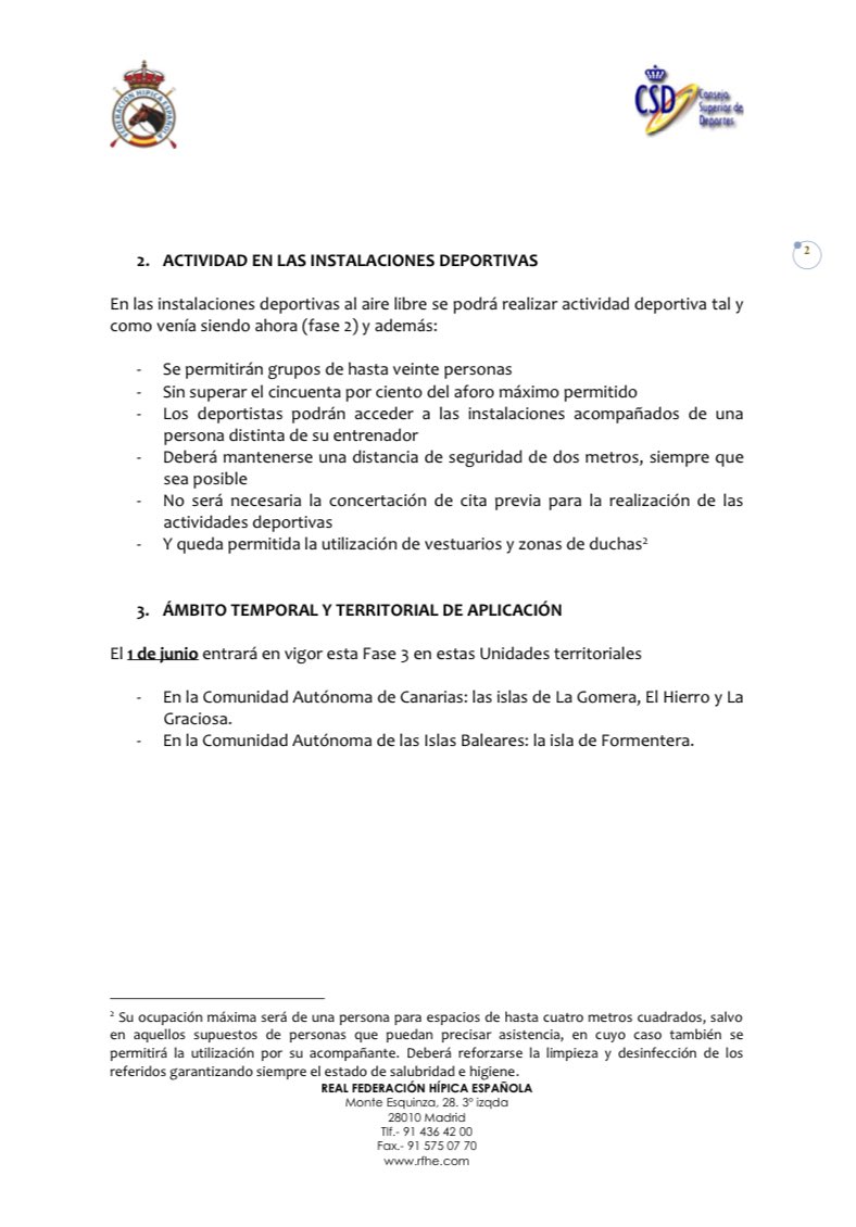 RFHE_Raid's tweet photo. NOTA INFORMATIVA: Flexibilización de determinadas restricciones de ámbito nacional establecidas tras la declaración del estado de alarma en aplicación de la FASE 3 del Plan para la transición hacia una nueva normalidad. https://t.co/sQC5JfuqTJ