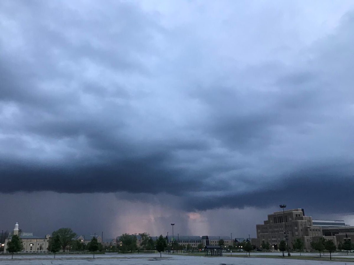 NDExecED's tweet photo. Storm clouds & a rainbow were in the sky over the University of Notre Dame campus this week. These photos were shared with us by ND Mendoza family & staff. #ndexeced #Indiana https://t.co/No7ahn4aL1