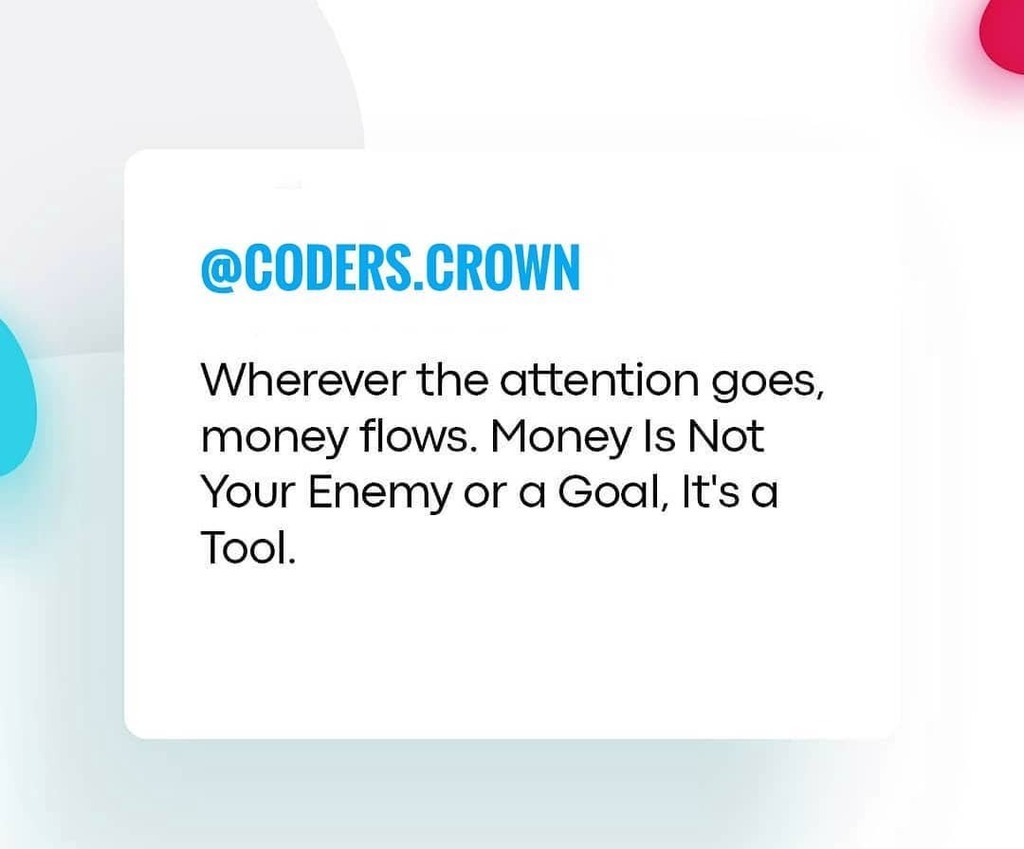CodersCrown's tweet image. Money Is Not Your Enemy or a Goal, It&apos;s a Tool.
-
Designed with ❤️ by @coders.crown

Digital Entrepreneur , Web Developer &amp;amp; Brand Strategist
-
🌈 WE MAKE BRANDS VISIBLE
-
FOLLOW 👉🏻@coders.crown 👈🏻
-
Stay connected. 👊👊
-
-
-
-
#bizofdesign #futurwolfpack #brandingtips #smallbu…