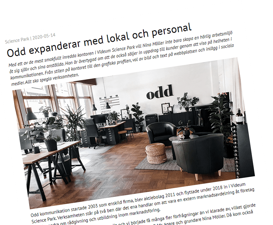 odd_se's tweet image. Vi är med i en intervju på Videums hemsida och i deras nyhetsbrev 🙌  
videum.se/a/odd-expander…
#företag #entreprenör #växjö #videumsciencepark