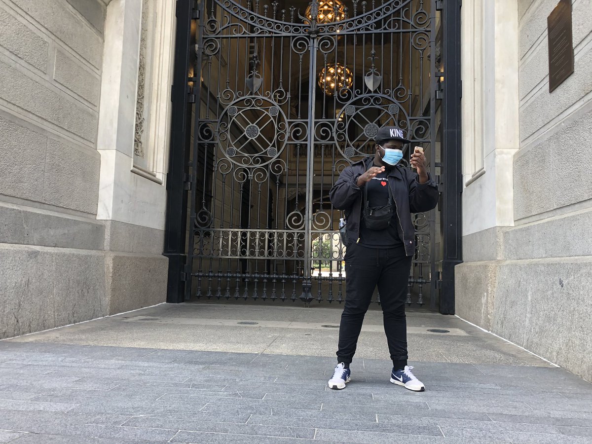 A protest leader, Josh Yeboah, at Philly City Hall says those who gather will peacefully protest by holding a moment of silence for 8 minutes. “This is going to be a peaceful protest. We are social distancing from police officers.”