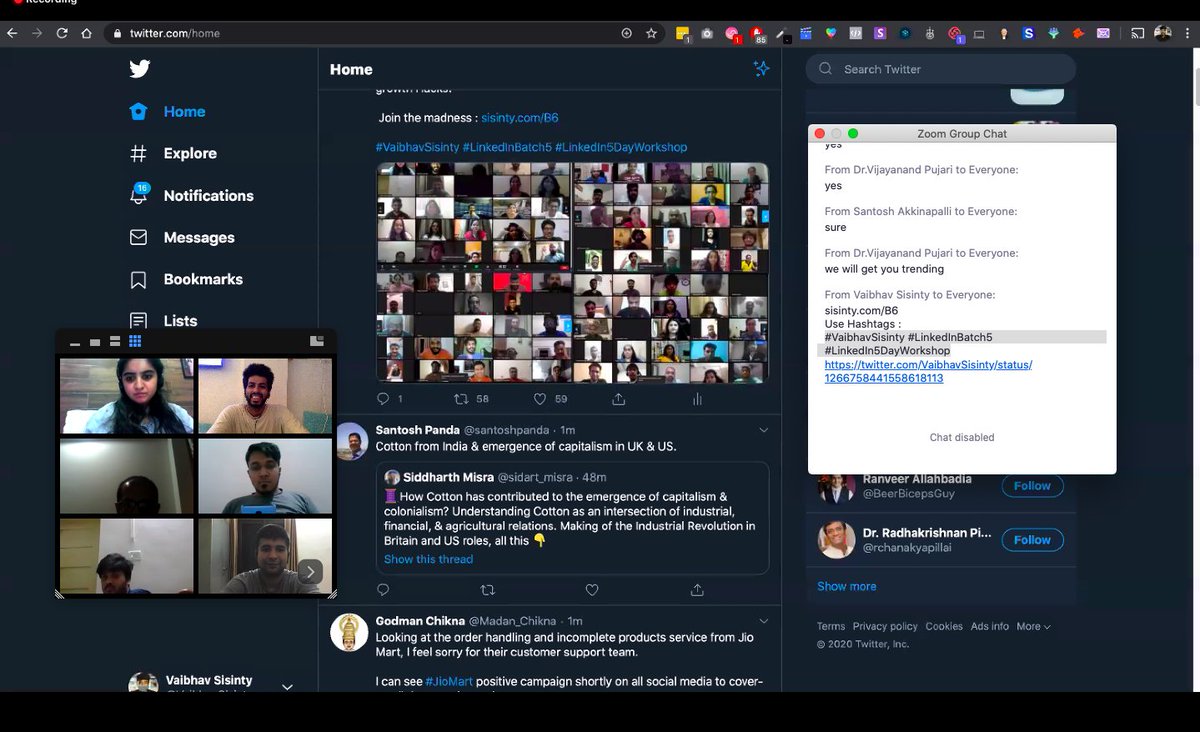 SchezanMansuri's tweet image. Learning from the best! Thank you for the wholesome workshop. Have a lot to study and a long road ahead. 

#VaibhavSisinity #Linkedinbatch6 #linkedin5dayworkshop