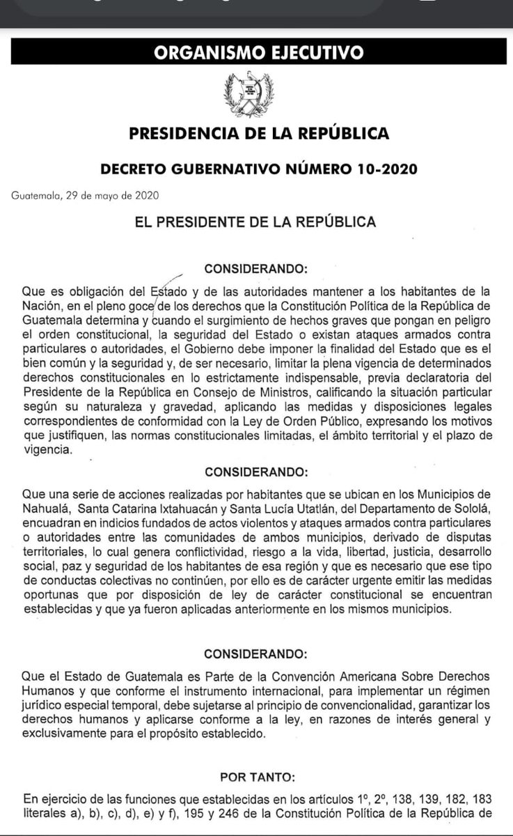 Kan10Prod's tweet photo. ¡MENSAJES PRESIDENCIAL!
ESTADO DE SITIO para los Municipios de Nahualá, Santa Catarina Ixtahuacan y Santa Lucía Utatlan, todos del departamento de Sololá. Esto como consecuencia de los enfrentamientos territoriales entre los pobladores. https://t.co/CJu6U9sMUr