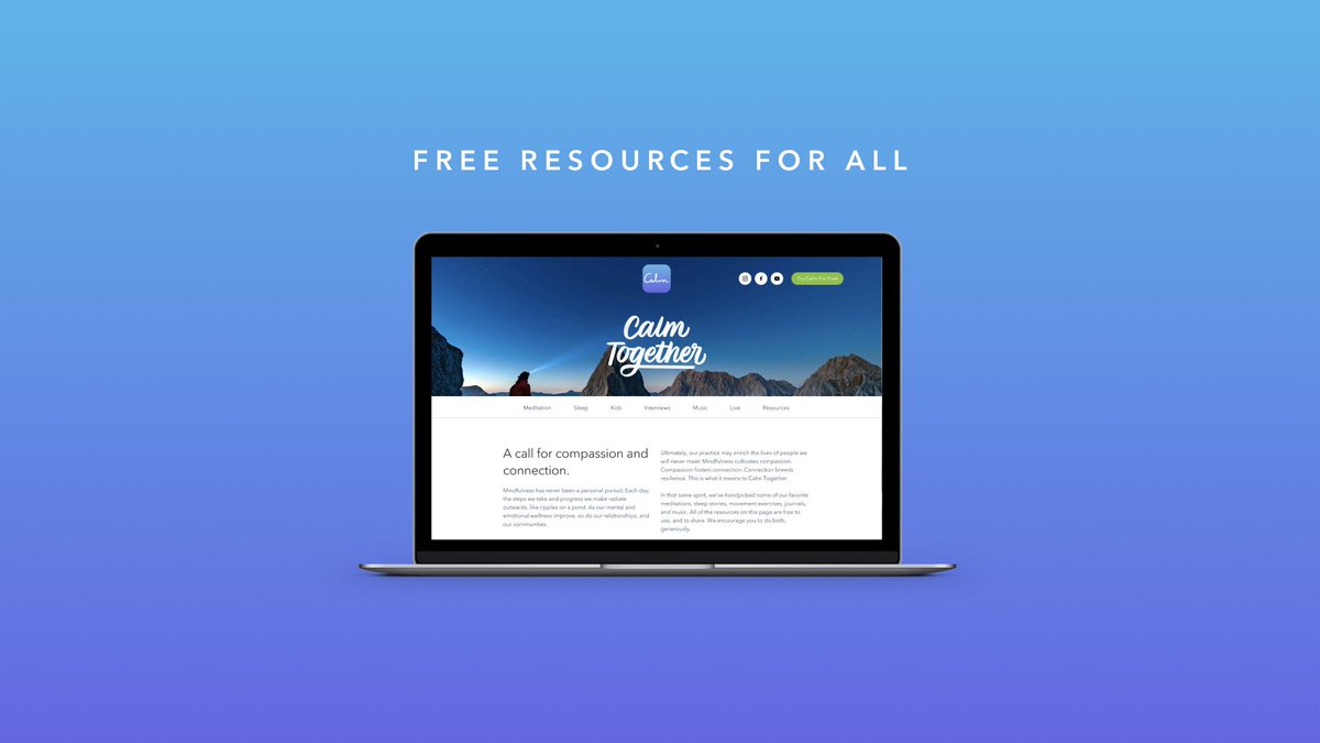 💙 As we continue to feel the weight of the world around us, please remember that you are not alone. We’ve updated our free resource page so that it’s easier to navigate and find what you need. Check it out and let’s breathe together: calm.com/together
