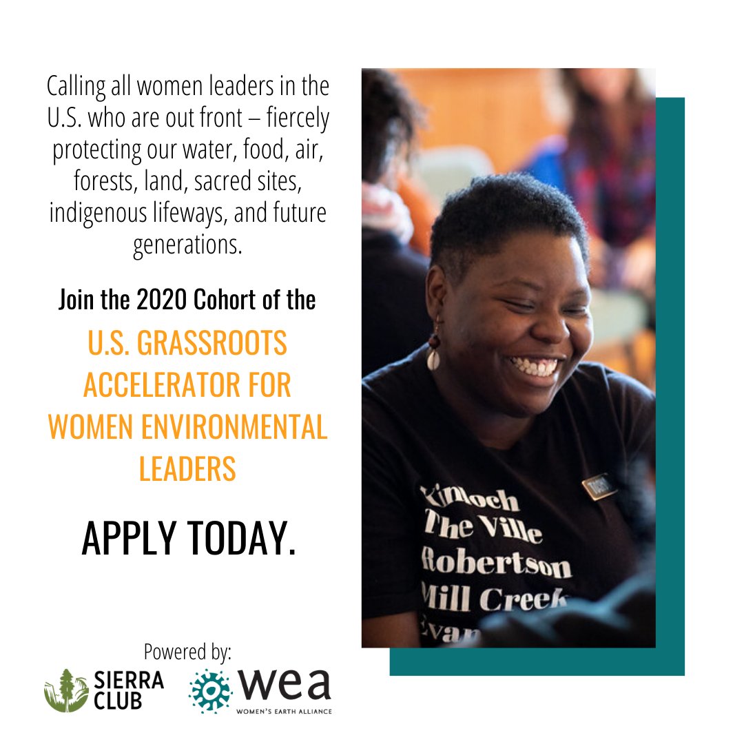 EarthEthicsCtr's tweet photo. We need women's climate leadership now more than ever. Apply for @WomensEarthAlly & @SierraClub's U.S. Grassroots Accelerator for Women Environmental Leaders to supercharge your environmental + climate initiatives. Apply for #WomenClimateAccel at: https://t.co/gmZrhiAaUq📸 https://t.co/XnGSSSZoHv