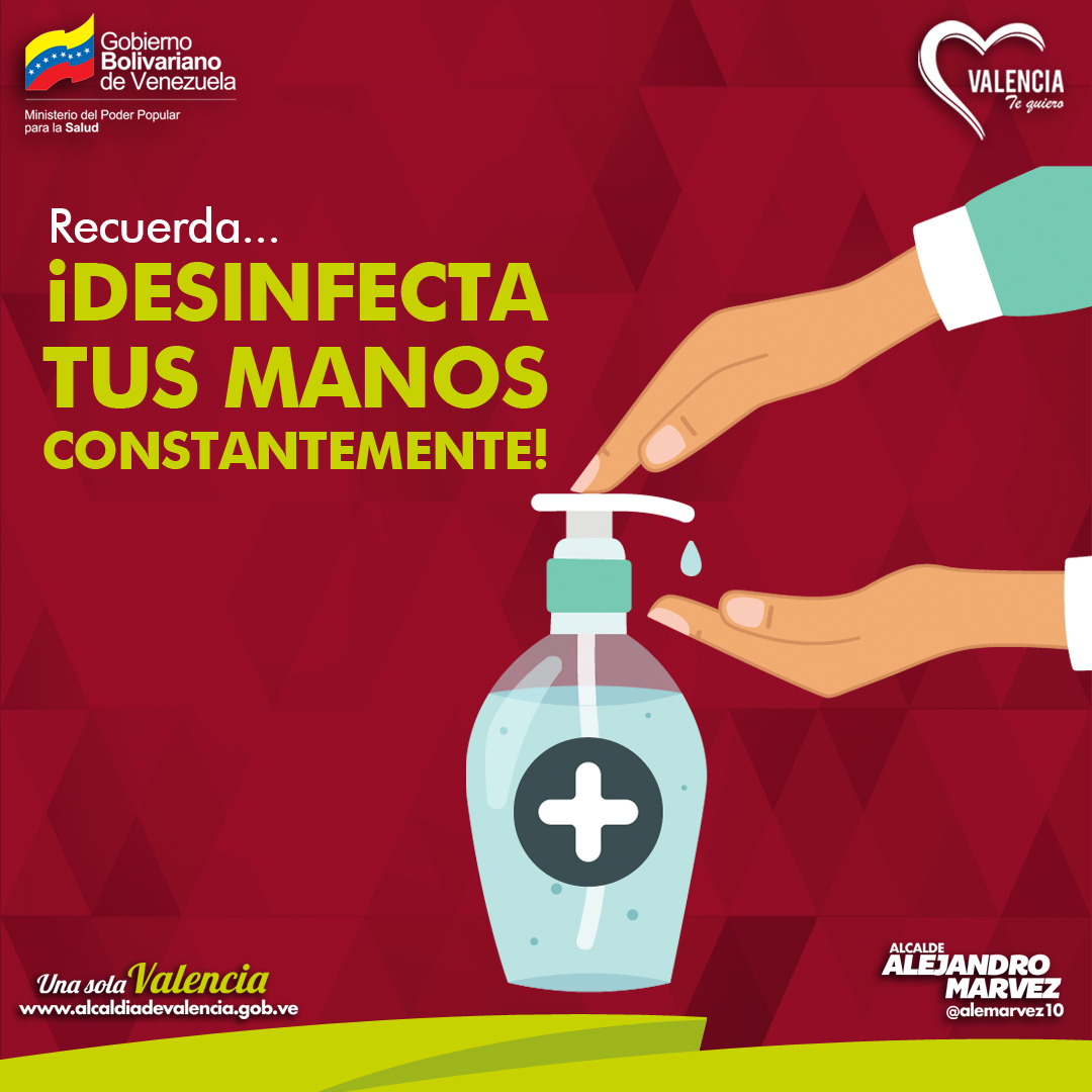 AleMarvez10's tweet image. Es VITAL que te quedes en casa, pero si debes salir aplica todos los protocolos de protección como la desinfección de manos con el uso del antibacterial.

En la Alcaldía de Valencia nos unimos a la campaña de prevención y así garantizar la salud y el bienestar de todos.