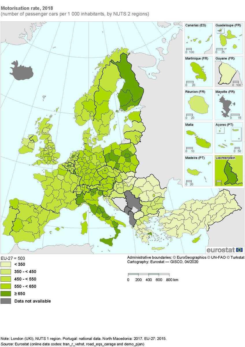 EU_Eurostat's tweet photo. How does the motorisation rate vary across regions ❓🚗 #StatisticsExplained

➡️ For more information:  https://t.co/0BWQ5r3ZXJ https://t.co/1va3nTWrU5