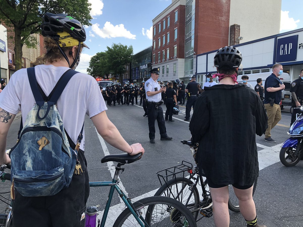 Some protested form barrier with bikes and mopeds