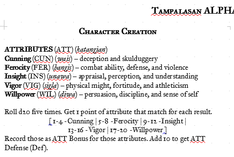 john_errwin's tweet photo. So, I've decided to revamp my #TampalasanRPG, from simply a Knave x Best Left Buried hack into a more Macchiato Monsters style of gameable lore (thru items and upgrades), but will probably still keep some of the rules.

I will release the ALPHA v0.1 version in itch tho 

#rpgsea https://t.co/NQsKpQ7yjo