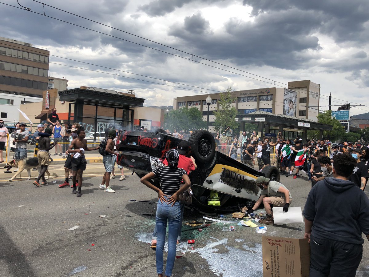 Photos of the aftermath. Things are...... getting intense here in downtown Salt Lake City.  #GeorgeFloydprotest