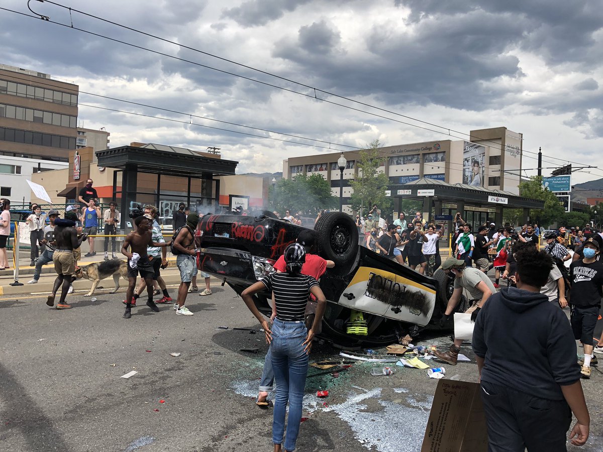 Photos of the aftermath. Things are...... getting intense here in downtown Salt Lake City.  #GeorgeFloydprotest