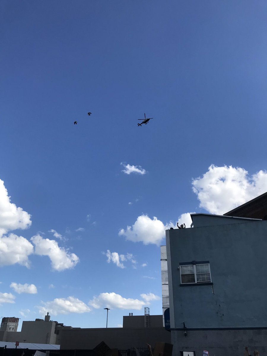 Update: hundreds of people are flipping off the helicopter
