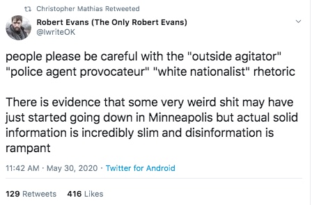 If you go read Hard Lefty Twitter, you see a very different set of reactions. This is because they support burning shit down and actually know and respect people involved in burning shit down.