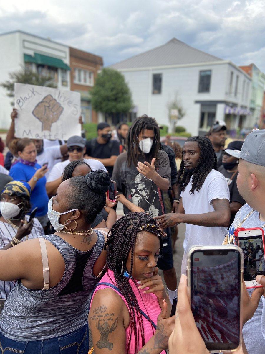 HereCumMimi's tweet photo. @JColeNC and @Dennis1SmithJr Downtown Fayetteville NC for protest today https://t.co/MwmGzl1Odb