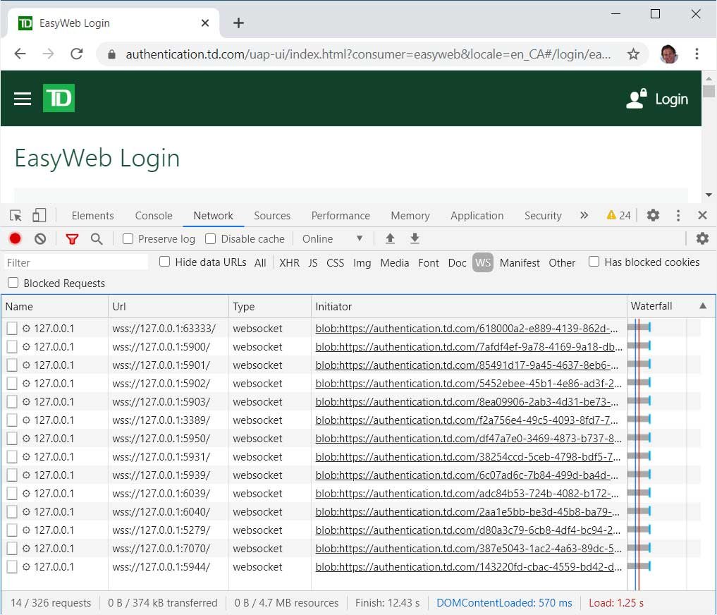 While we did not check all of the domains on the list, we did find the port scanning script running on Citibank, TD Bank, Ameriprise, Chick-fil-A, Lendup, BeachBody, Equifax IQ connect, TIAA-CREF, Sky, GumTree, and WePay.