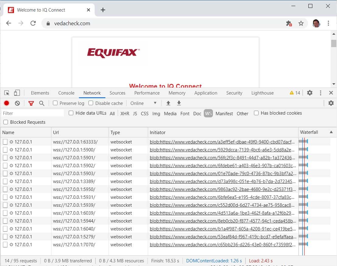 While we did not check all of the domains on the list, we did find the port scanning script running on Citibank, TD Bank, Ameriprise, Chick-fil-A, Lendup, BeachBody, Equifax IQ connect, TIAA-CREF, Sky, GumTree, and WePay.