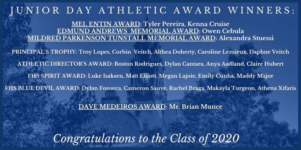 FairhavenAD's tweet photo. ICYMI: Athletic Award winners from yesterday's Junior Day celebration @SC_Varsity @Fairhaven_PS @FairhavenHigh @HometownFhvn @FairhavenAlumni https://t.co/6s6BhZE5Yk