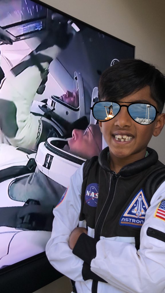 InfinityHotels's tweet image. Ready for Launch Day (Take 2)... @astro.soham is ready... are you ??? 

 #LaunchAmerica #nasa  #spacex #dm2 #falcon9 @Astro_Doug @AstroBehnken @elonmusk