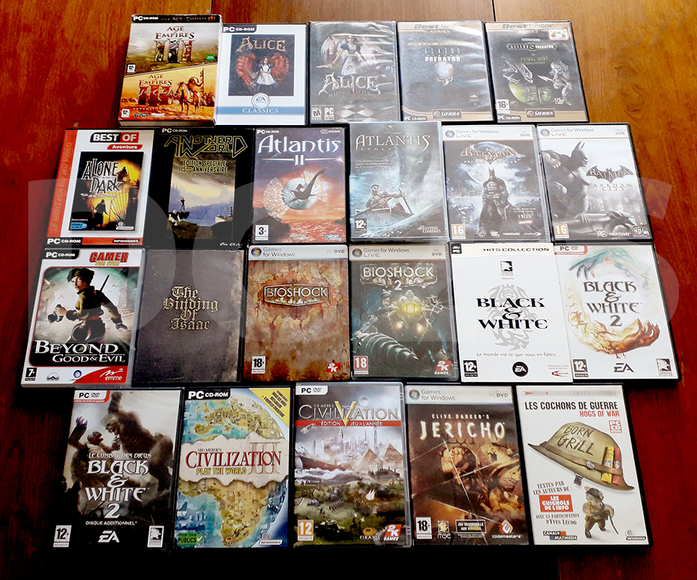 DG2s's tweet photo. Me revoilà avec de nouvelles photos de ma #collection. On continue avec le #PC et les boites classique. Impossible de dénombrer les heures passer sur #civilizationv #morrowind, #noonelivesforever, #HoMM3 et #HoMM5 sans parler du multi de #alienvspredator2. #gaming #retrogaming https://t.co/84Mn1mi992