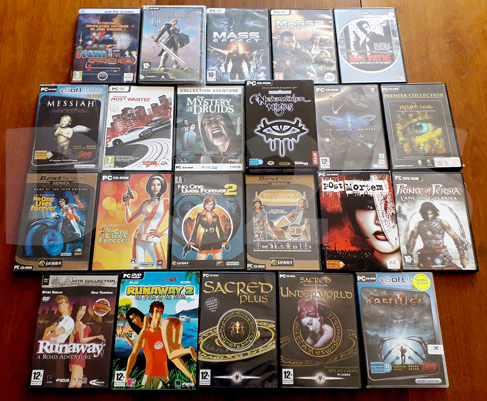 DG2s's tweet photo. Me revoilà avec de nouvelles photos de ma #collection. On continue avec le #PC et les boites classique. Impossible de dénombrer les heures passer sur #civilizationv #morrowind, #noonelivesforever, #HoMM3 et #HoMM5 sans parler du multi de #alienvspredator2. #gaming #retrogaming https://t.co/84Mn1mi992
