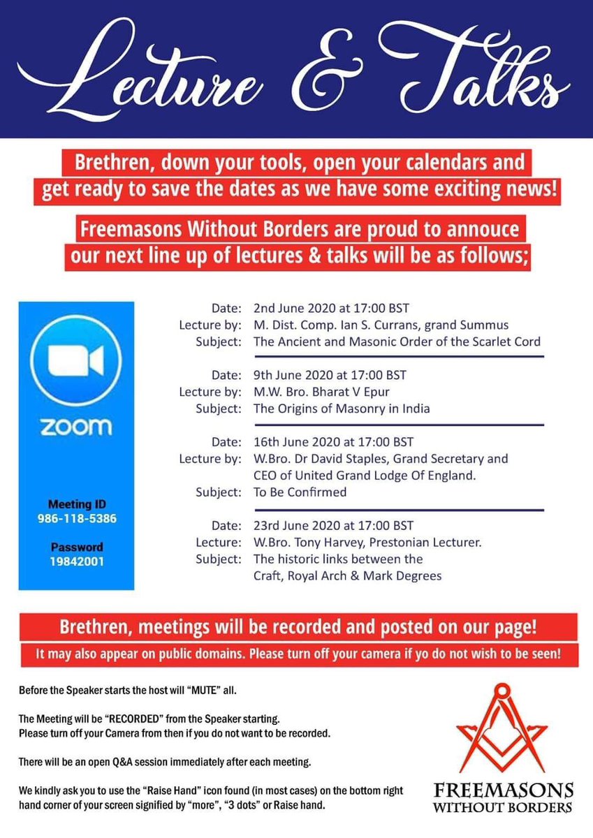 Prestonian2012's tweet photo. Delighted to be asked to deliver my talk “The historic links between the Craft, Royal Arch &amp; Mark degrees” for “Freemasons without borders” on 23rd June. https://t.co/R1GIJ8iipc